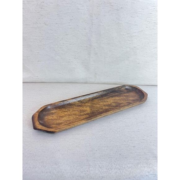 Vintage Wooden Serving Tray | Rustic Wood Catchall | Mid-Century Style - Picture 4 of 7